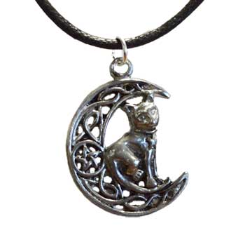 Celtic Moon & Cat amulet