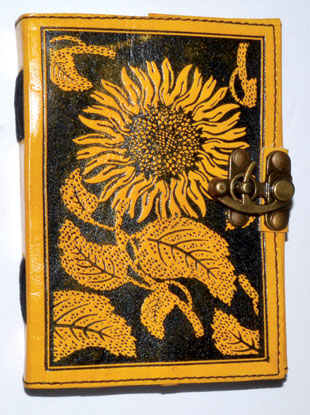 Sunflower leather blank book w/ latch