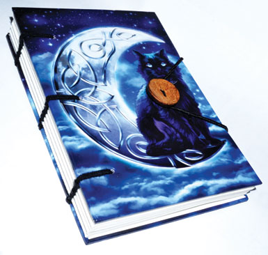 Midnight Moon Cat journal 4 1/2" x 6 1/2" handmade parchment