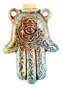 Hamsa Hand Raku Bottle