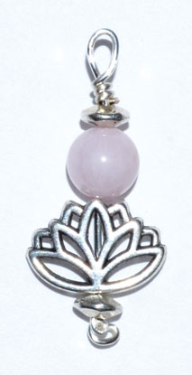 Lotus pendant with rose quartz bead