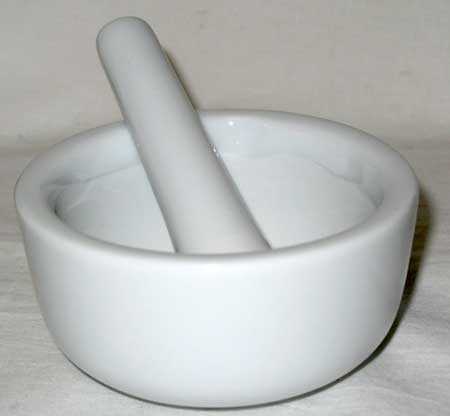 Mortar/Pestle White 3" Med